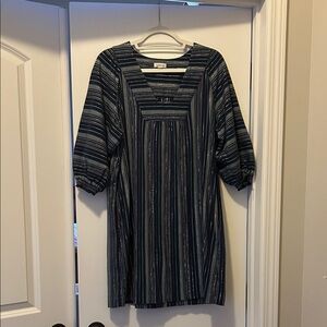 Garnet Hill Shimmering Blue Gauze Dress Women Size Medium